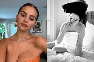 Disney Porn Selena Gomez Futa - Selena Gomez goes nude under just a towel as she enjoys breakfast in bed in  candid new photo | The US Sun