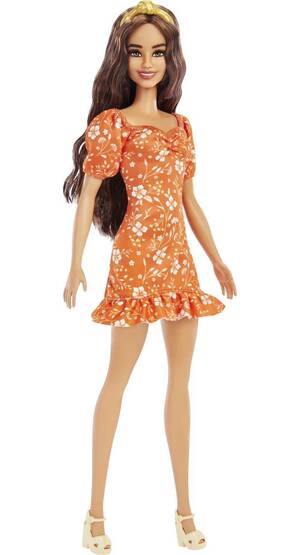 Gorgeous Barbie Doll - Amazon.com: Barbie Fashionistas Doll, Long Wavy Brunette Hair, Headband,  Orange Floral Print Dress with Ruffle Details & Heels, Toy for Kids 3 to 8  Years Old : Toys & Games