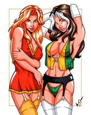 cartoon rogue nude - Rogue + Jean commission by gb2k