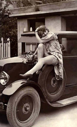 1920s Vintage Car - Glamour Girl Photo - Vintage Automobile Pinup Girl Post Card by caferetro
