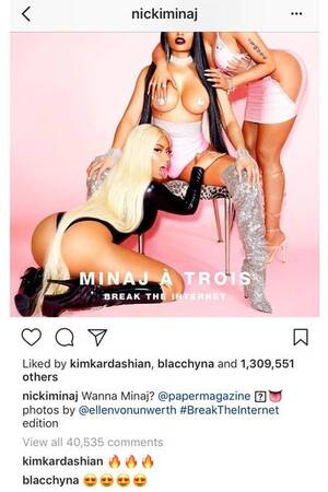 Nicki Minaj Booty Porn - Nicki Minaj Has 'Minaj a Trois' on Risque 'Break the Internet' Cover, Kim  Kardashian and Blac Chyna React | Entertainment Tonight
