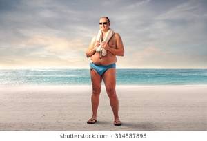 fat nude beach girl straw hat - Fat man at the beach