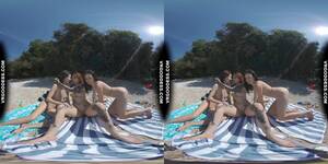 euro beach orgy - 3 Babes On Nude European Beach Mini Lesbian Outdoor Vacation Orgy Matty  Cheri Rebeka Ruby - VR Porn Video - VRPorn.com