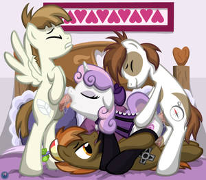 Mlp Porn Triple Penetration - anal balls bed blush button_mash_(mlp) closed_eyes corset cutie_mark equine  featherweight_(mlp)