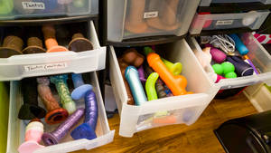 nice choice of sex toys - Drawers full of sex toys in my sex toy closet.