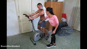exercise bike - Photo number 3 from Muscle Hunk Handcuffed To His Exercise Bike And Made To  Cum shot