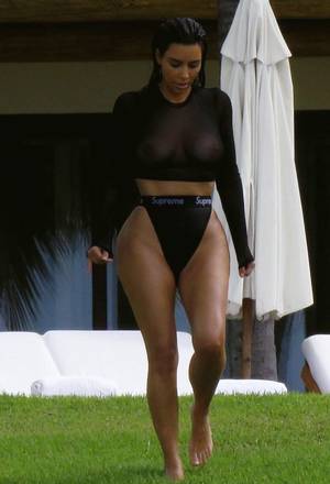 Kim Kardashian Outrageous - American television and social media personality, socialite, and model Kim  Kardashian see through shows off her huge boobs in Punta Mita, Mexico