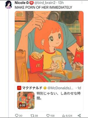 Mcdonalds Anime Porn - Most sane reaction after watching a cute McDonald's advertisement about a  family having dinner: : r/TrueCultureMovement