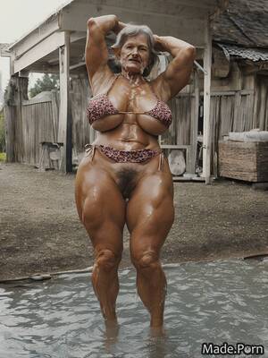 Bbw Female Bodybuilder Porn - Porn image of bodybuilder bbw oiled body thick thighs bottomless pawg  bikini created by AI