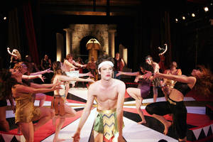Caligula Porn - Ryan Knowles (center) stars as Caligula, with the cast of Alfred Preisser  and