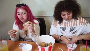 fat lesbian food porn - Lesbian: stuffing bellies with eating fast food - ThisVid.com