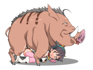 Anime Pig Porn - thumbs.pro : Cute cow girl getting fucked doggy style by a big pig boar.