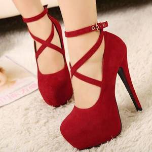 high heel pumps - Best Quality Red Cloth Upper Platform Stiletto Heels Prom Shoes with  Cross&Ankle Straps