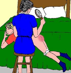 animated bare bottom spanking - Bare over her lap for a hairbrush spanking