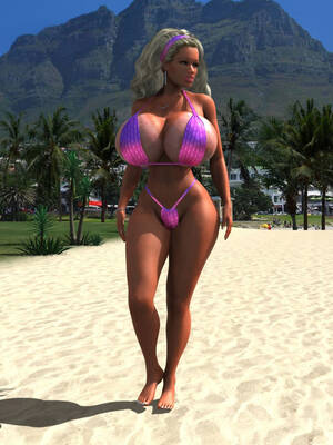 Beach Babes 3d Porn - Blonde 3D babe in bikini flashes her massive tits at the public beach Porn  Pictures, XXX Photos, Sex Images #2678637 - PICTOA