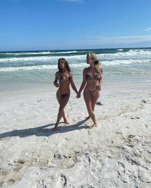 beautiful nude beach tumblr - Kim Zolciak-Biermann, Daughter Ariana Twin in Leopard String Bikinis