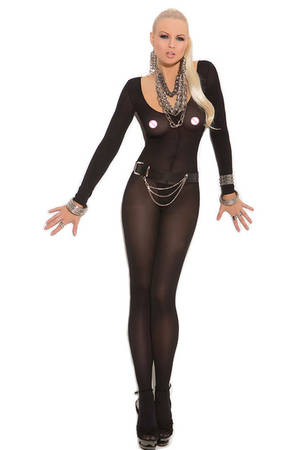 Full Body Nylon Porn - Long Sleeve Opaque Nylon Open Crotch Bodystocking Sexy Lingerie Bodysuit  Women Crotchless Body Stocking Porn Sex