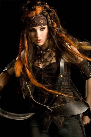 Art Blonde Female Pirate Porn - Orange and Black pirate steampunk style fantasy fashion