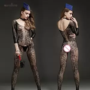 Hot Military Women Porn - Sexy Military Woman Nylon Dress Open Crotch Hollow Out Bodystocking Sexy  Queen Role Play Outfit Whips