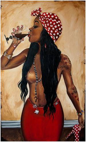 naked black african cartoon - JEREMY WORST Conjure Cognac African American girl pretty beautiful urban  tattoo woman Sexy Girl Original Artwork Signed Fine Art
