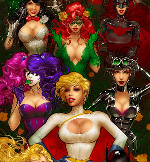 Anime Lesbian Porn Poison Ivy Christmas - Power Girl, Catwoman, Harley Quinn, Poison Ivy, Zatanna, and Batwoman by