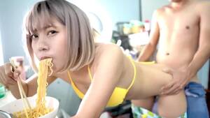 asian sex food - Pinay teen eats noodles while BF fucks her mercilessly - food porn