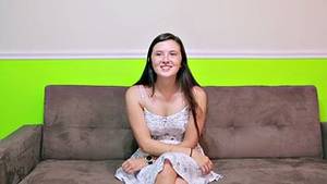 brunette teen slut casting - Sweet brunette teen Katy takes her clothes off and teases