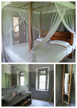 Mosquito Net Porn - villa room and bathroom