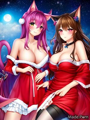 animated cat porn lesbian - Porn image of anime cat ears nightgown lesbian santa 20 created by AI