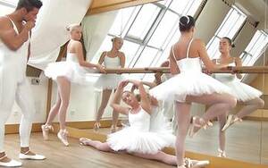 ballet teen boobs - Three teen ballerinas line up in tutus to take new dancer's cumshots |  bang.com