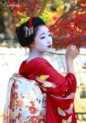beautiful japanese geisha mai - senior maiko Mamefuji of Gion Kobu
