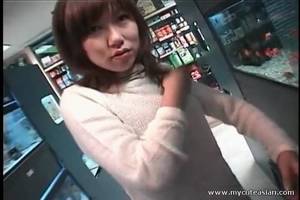 girl sucking dick from the back - Asian sweater girl sucks dick in back room of store