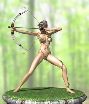 3d Archer Porn - Skinny elven archer showing her small tits and toned muscles