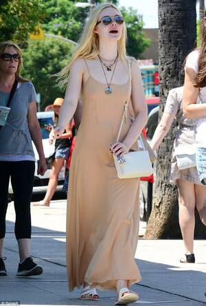 Hot Dakota Fanning Porn - Elle Fanning spends the day shopping with her mother wearing nude  maxi-dress | Daily Mail Online
