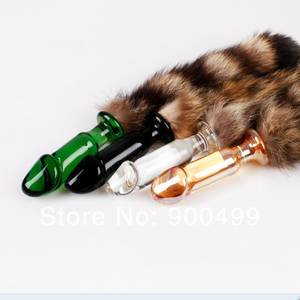 Anal Plugs With Tails - sexy women's glass fox/cat tail anal plug, porn butt plug foxtail crystal  colorful