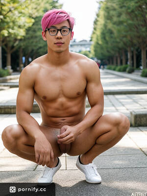 japanese small cock in pussy - Pink-Haired Teen Japanese Guy Cooking Naked in the Park with a Small Dick  and Triangle Pussy Haircut | Pornify â€“ Best AI Porn Generator