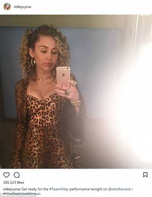 Miley Cyrus Schoolgirl Porn - Social media: Miley promoted her group performance on Instagram