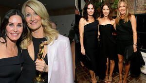 Courteney Cox Jennifer Aniston - Jennifer Aniston, Courteney Cox double Oscars winner Laura Dern's bliss