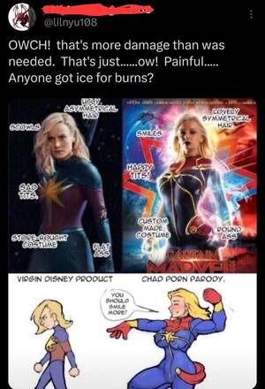 Captain Marvel Porn Captions - Really doing a good job at making themselves not look like a bunch of  sexist creeps : r/TheRightCantMeme