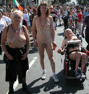 fat nudist on parade - 