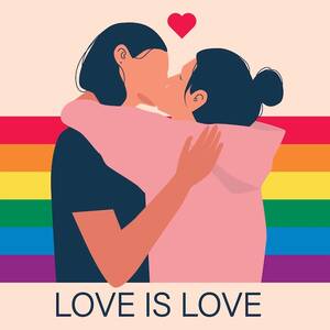 Hot Lesbian Lovers Making Love - Premium Vector | Lesbian couple kissing and hugging rainbow flag love is  love