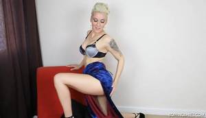 Ball Gown Blowjob - Elegant evening gown and satin underwear on a beauty
