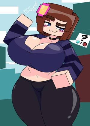 minecraft big boobs porn - Rule 34 XYZ / minecraft, jenny belle, slipperyt, big breasts, flower in hair