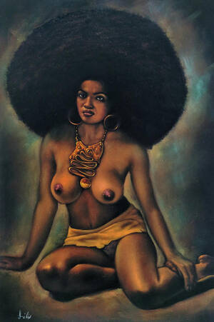 Black Porn Paintings - Afro Black Sexy Nude 70's large vintage Painting by Enrique Felix - Fine Art  America