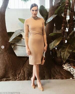 Mandy Moore Porn - Mandy Moore looks ultra glamorous in a skintight nude wrap dress at  star-studded costume design bash | Daily Mail Online