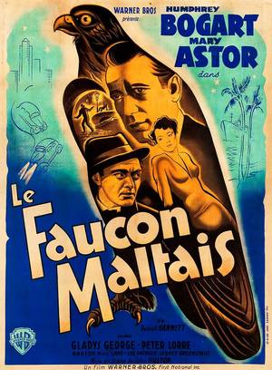 1940s Vintage French Movies - The Maltese Falcon 1940s French Vintage Movie Poster
