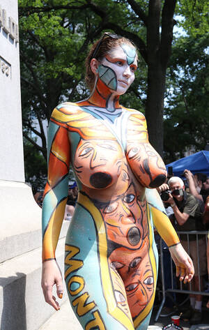 beautiful nudist public - Big breasted beauty nude in public at bodypainting day Porn Pic - EPORNER