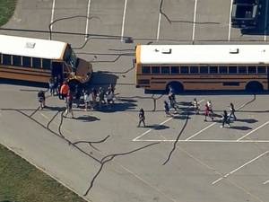 Middle School Bus Porn - PHOTO: Students are loaded onto school buses at Noblesville West Middle  School in Noblesville,