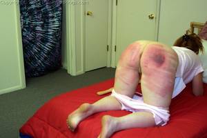 intense spanking - severe strapping of daughter by mom