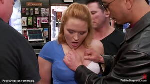 grope tit gangbang - Bound hands behind back huge boobs blonde MILF Krissy Lynn is groped by  strangers then anal gang bang fucked by John Strong and crowd in public sex  shop - XNXX.COM